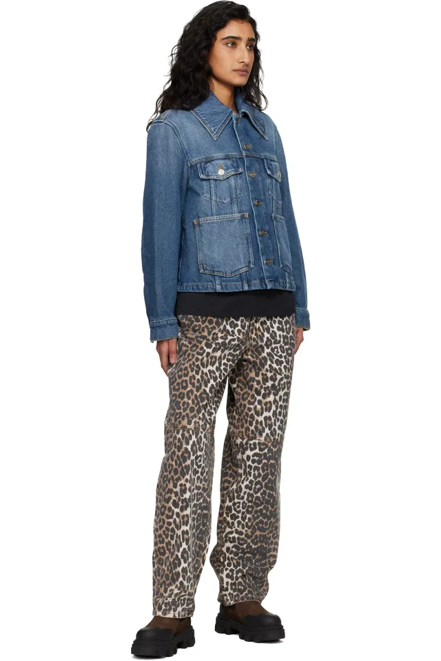 GANNI Beige Leopard Printed Stary Jeans, photo 4 of 4 from SSENSE