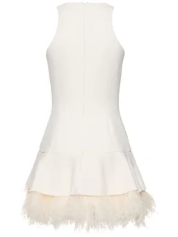 David Koma Flared dress with feathered hem in 50% Viscose, 47% Acetate, 3% Elastane, 100% Ostrich, photo 4 of 5 from LUISAVIAROMA