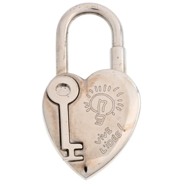 Hermès Annee de la Fantaisie Heart Motif Cadena Charm, Silver, made in 2004 in Silver from VINTAGE QOO TOKYO
