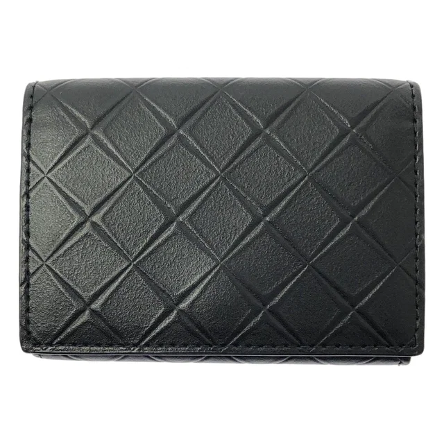 Bottega Veneta Leather Embossed Intrecciato Compact Wallet Black in Black Woven leather from The Reluxe
