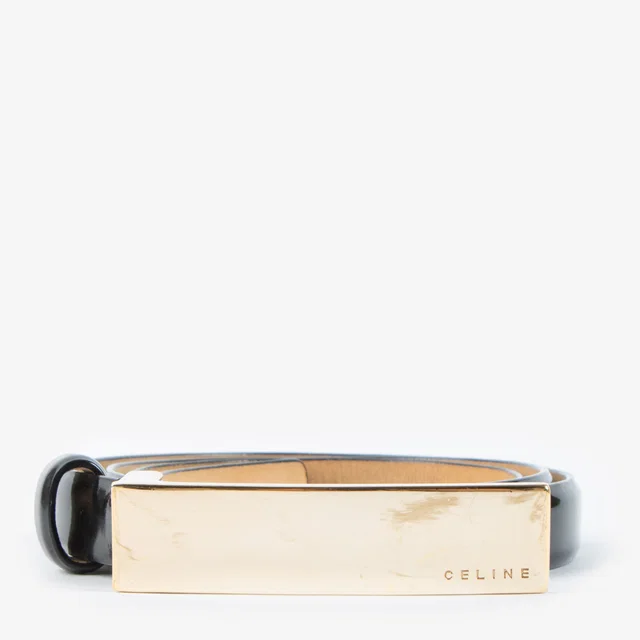 Celine Black Patent Leather Slim Belt in Black Patent leather from Labellov