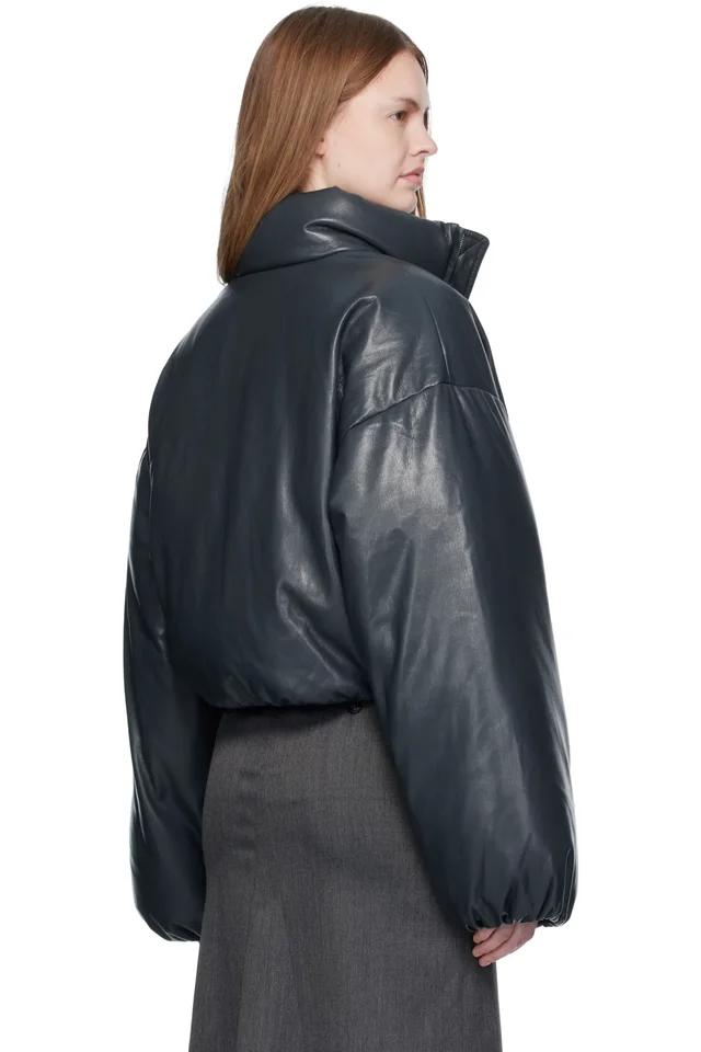 Nanushka Black Lilima Down Vegan Leather Jacket, photo 3 of 4 from SSENSE