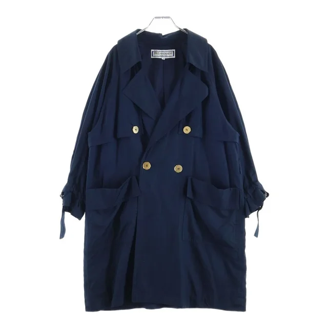 Saint Laurent Jacket Navy with Fur Liner 40 in Navy Silk from The Reluxe
