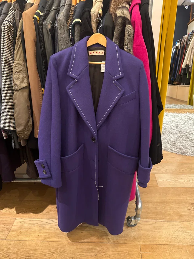 Marni Violet Coat in Purple Wool from Luxury Promise