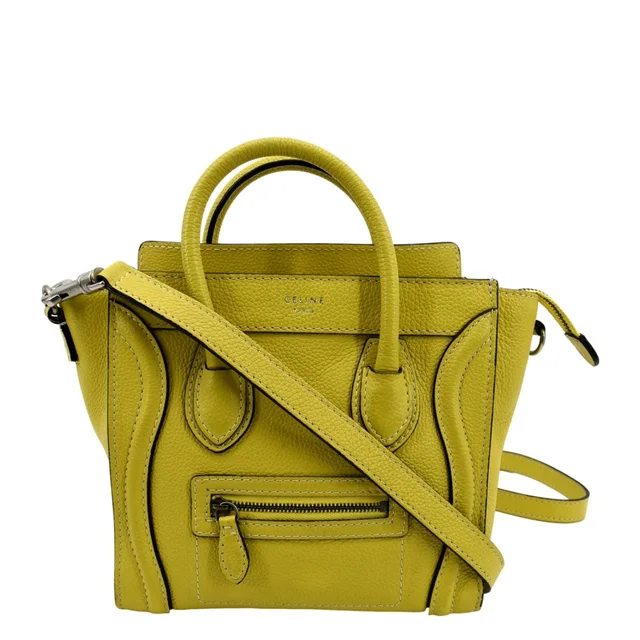 Celine Nano Luggage Calfskin Leather Shoulder Bag Citron in Calfskin from Dallas Designer Handbags