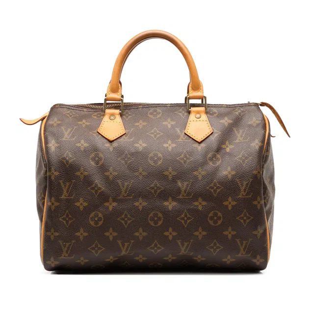 Brown Louis Vuitton Monogram Speedy 30 Boston Bag in Brown Coated canvas from Designer Revival