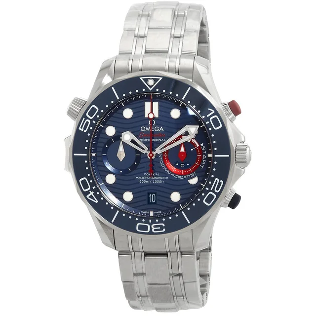 Omega Seamaster Chronograph Blue Dial Mens Watch 210.30.44.51.03.002 in silver|blue|gray Ceramic from Jomashop.com
