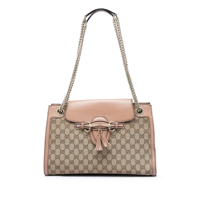 Beige Gucci Large GG Canvas Emily Shoulder Bag in Beige Canvas from Designer Revival