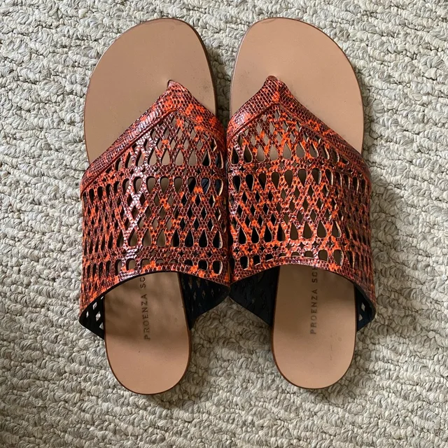 Proenza Schouler Snake Skin Pattern Leather Flip Flop Sandals 37 in brown|neutral|orange Leather from Poshmark