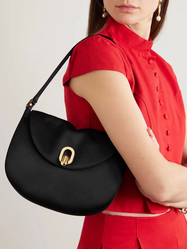SAVETTE Tondo small satin shoulder bag in Black, photo 2 of 2 from NET-A-PORTER (Canada)