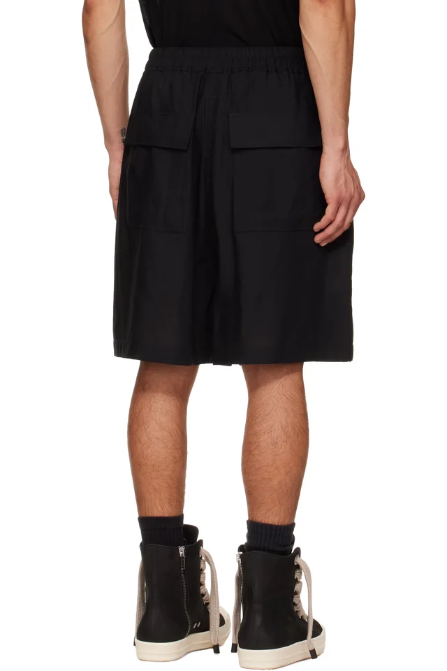 Rick Owens Black Temple Kilt Shorts, photo 3 of 4 from SSENSE