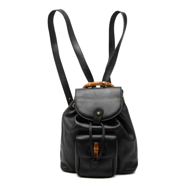 Black Gucci Calfskin Bamboo Backpack in Black Calfskin from Designer Revival, photo 1 of 1