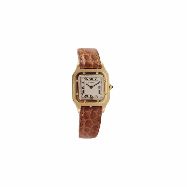 Cartier Santos Dumont SM Yellow Gold Watch W1505553 (Winding Style) in Yellow Leather from The Purse Affair