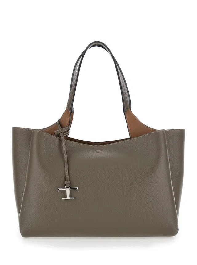 Tod's Leather Top Handle Shoulder Bag — Gray in Grey Leather from HEWI