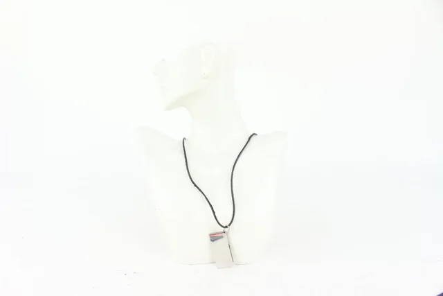 Hermès Black x Silver Pendant Necklace in Black Leather from Bagriculture