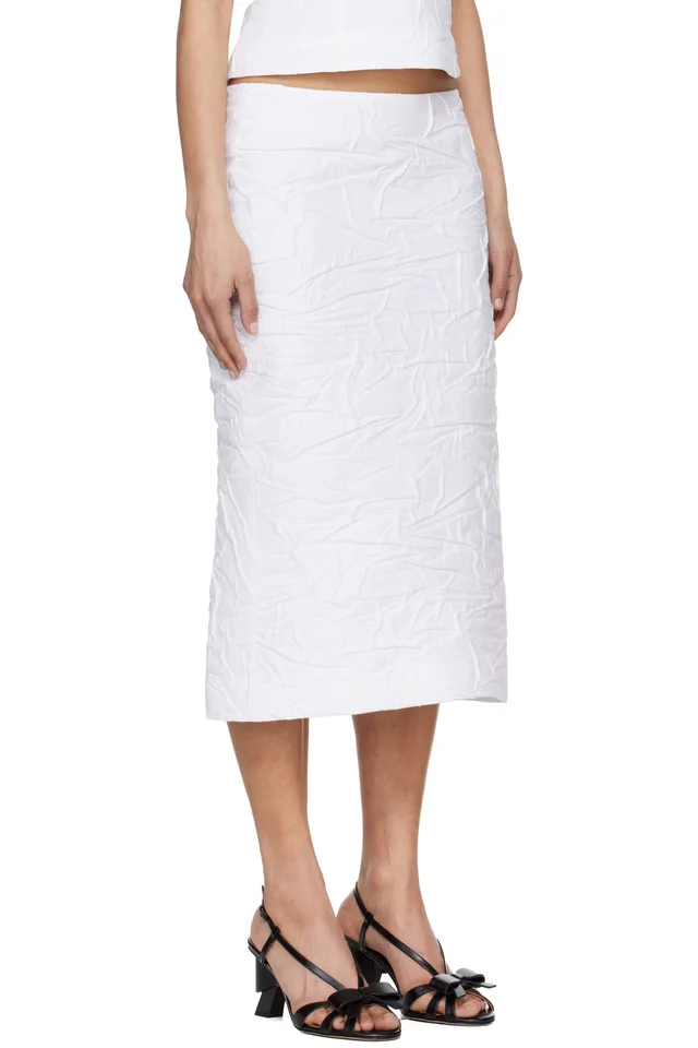 SHUSHU/TONG White Trumpet Hem Midi Skirt, photo 2 of 4 from SSENSE