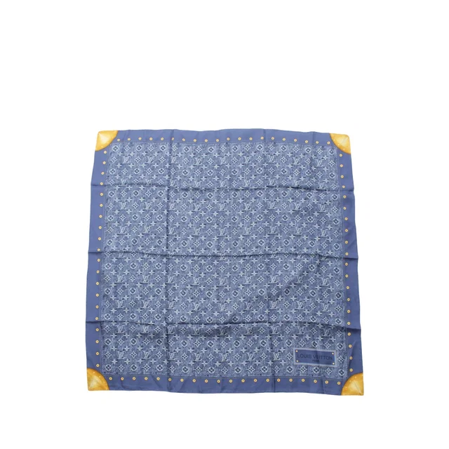 Blue Louis Vuitton Monogram Denim Silk Scarf Scarves in Blue Denim from Designer Revival