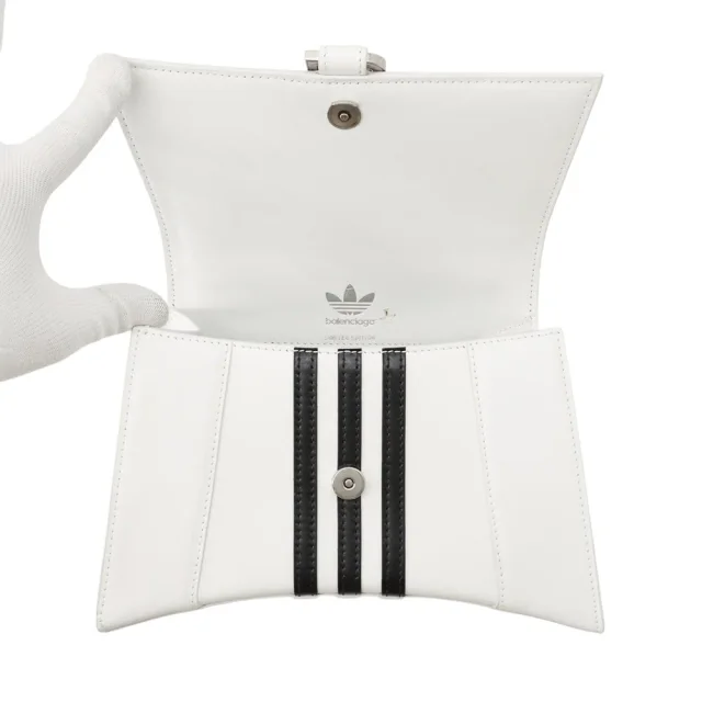 Balenciaga Adidas Collaboration Hourglass 2-Way Handbag White/Black593546 Leather Size Small in White Leather from GALLERY RARE, photo 6 of 19