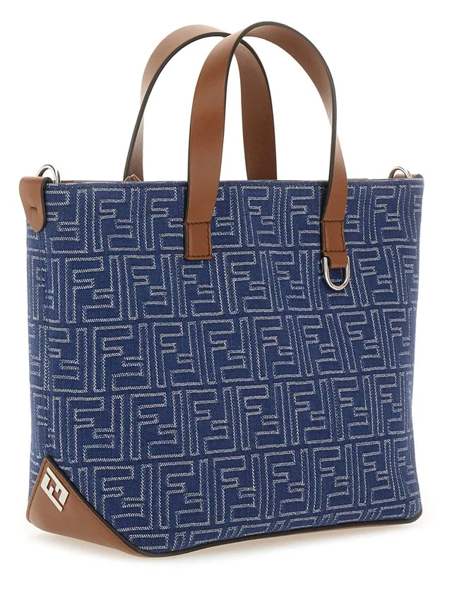 Fendi Ff Shoulder Bag — Blue Cotton in Blue Denim from HEWI
