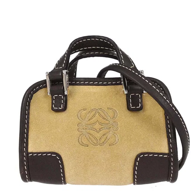 Loewe Beige Suede 2way Shoulder Handbag in Beige Suede from AMORE Vintage Tokyo