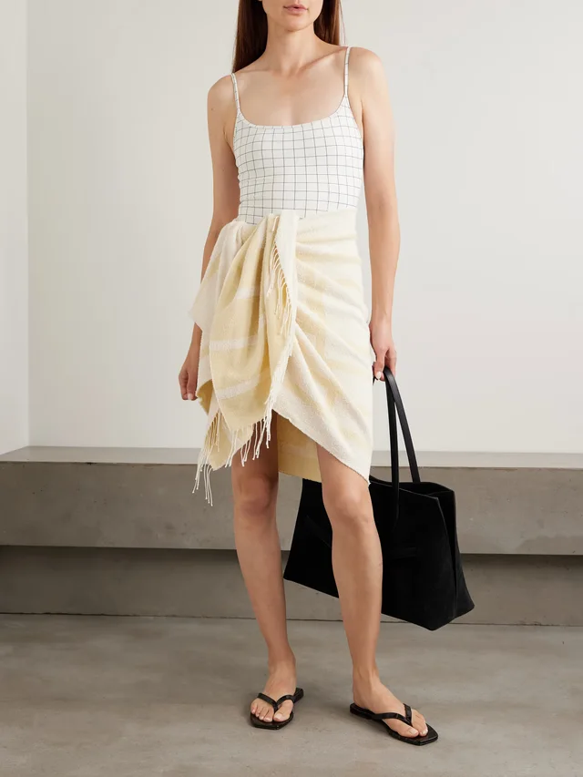 TOTEME Embroidered frayed linen-blend scarf in Beige, photo 2 of 2 from NET-A-PORTER (Canada)