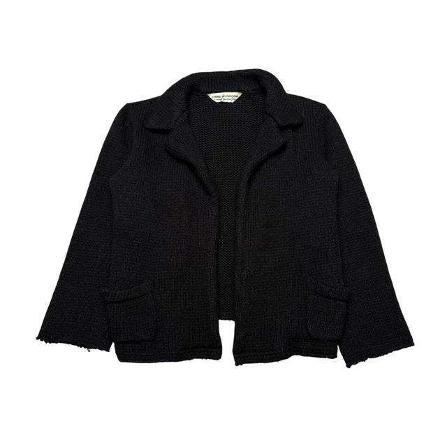 Vintage 90s Comme Des Garcons Archival Wool Knit Cardigan Sweater Womens 20x22 in black Wool from Poshmark