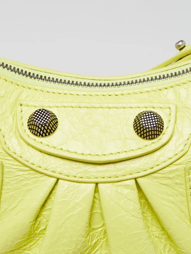 Balenciaga Neon Yellow Lambskin Leather Le Cagole Mini Crossbody Bag in Yellow Lambskin from Yoogis, photo 6 of 12