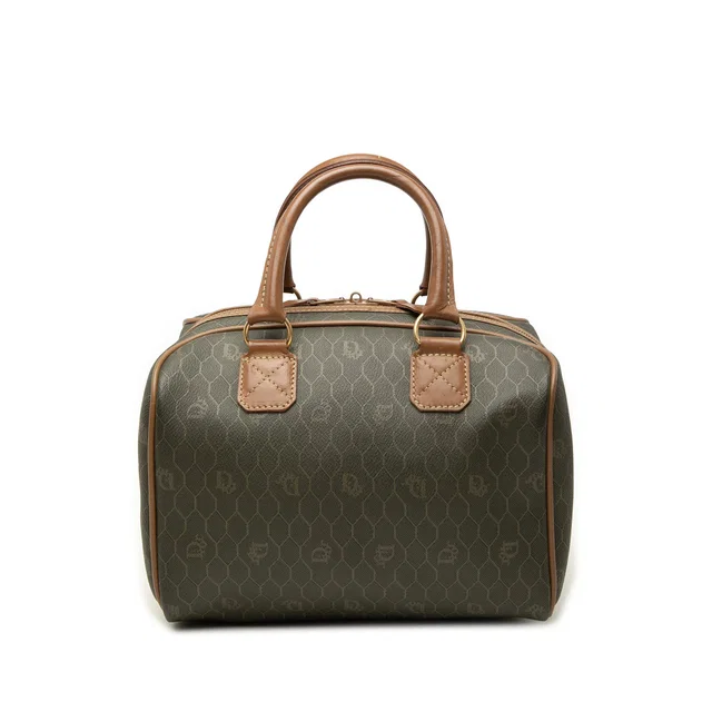 Brown Dior Honeycomb Coated Canvas Boston Bag in Brown Coated canvas from Designer Revival