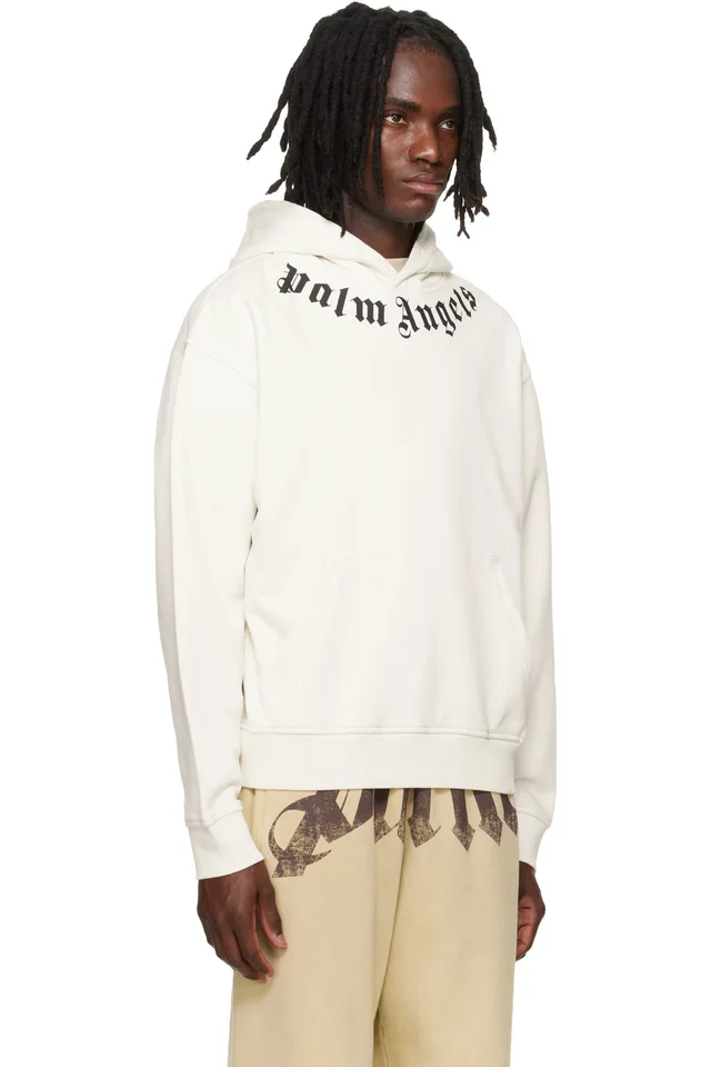 Palm Angels Off-White Neck Logo Hoodie, photo 2 of 4 from SSENSE