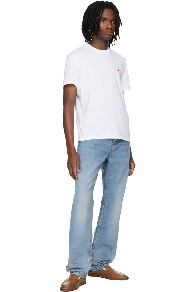AMI Paris White Cotton Ami de Coeur T-shirt, photo 4 of 4 from SSENSE