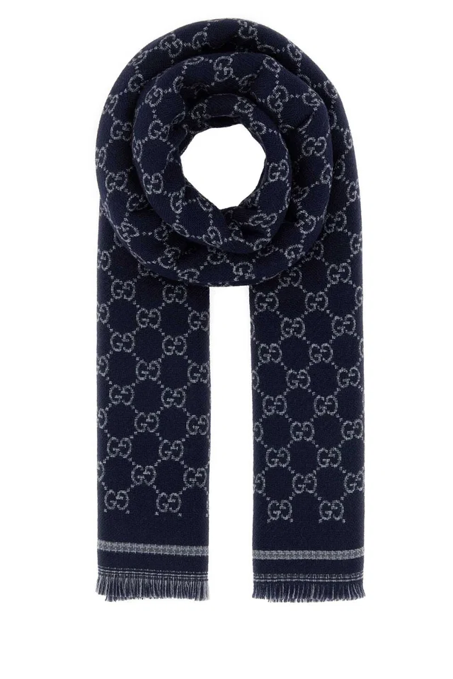 Gucci Stenmix Scarf — Navy Exterior: Wool Scarfs in Navy Wool from HEWI
