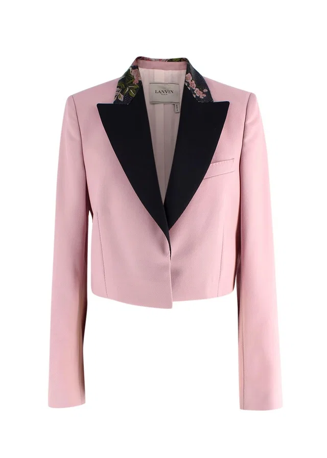 Lanvin Pink Cropped Tuxedo Style Blazer in Pink from HEWI