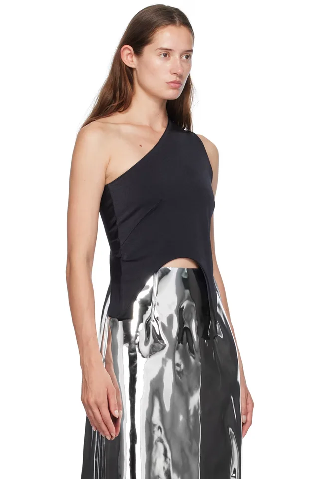 MARIE ADAM-LEENAERDT Black Off-Shoulder Tank Top, photo 2 of 2 from SSENSE