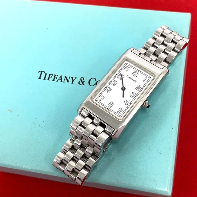 Tiffany & Co. Rectangular Stainless Steel Quartz Watch Wrist Silver in Silver from The Reluxe