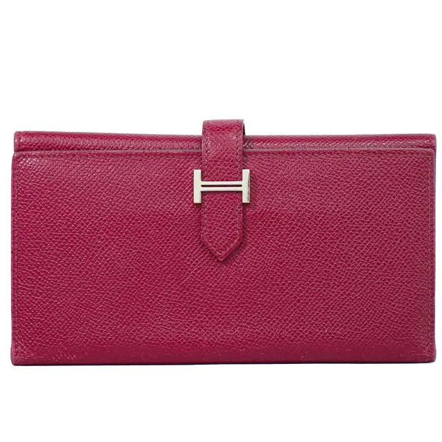 Hermès Bearn Veau Epsom Trifold Wallet Bordeaux in Burgundy Epsom leather from The Reluxe