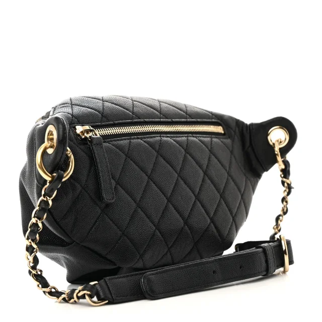 Chanel Caviar Quilted Filigree Waist Bag Black in Black Caviar leather from FASHIONPHILE, photo 3 of 15
