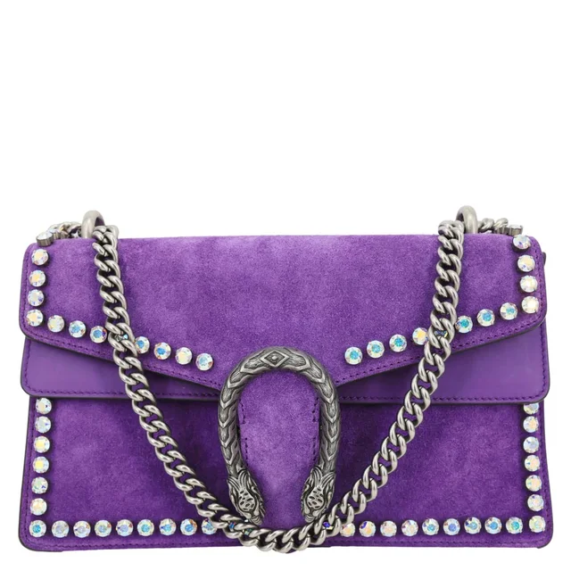Gucci Dionysus Small Crystal Embellished Suede Shoulder Bag Purple 400249 in Purple Suede from Dallas Designer Handbags
