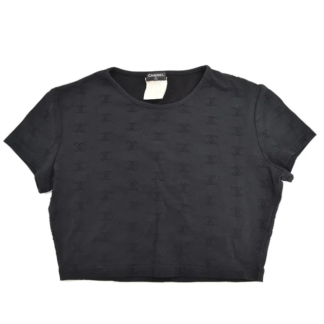 Chanel 1997 Spring CC logo-embroidered cropped T-shirt from AMORE Vintage Tokyo
