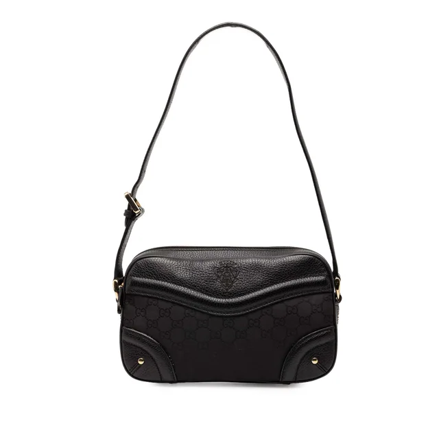Black Gucci GG Nylon Crest Shoulder Bag in Black Nylon from Designer Revival, photo 1 of 1