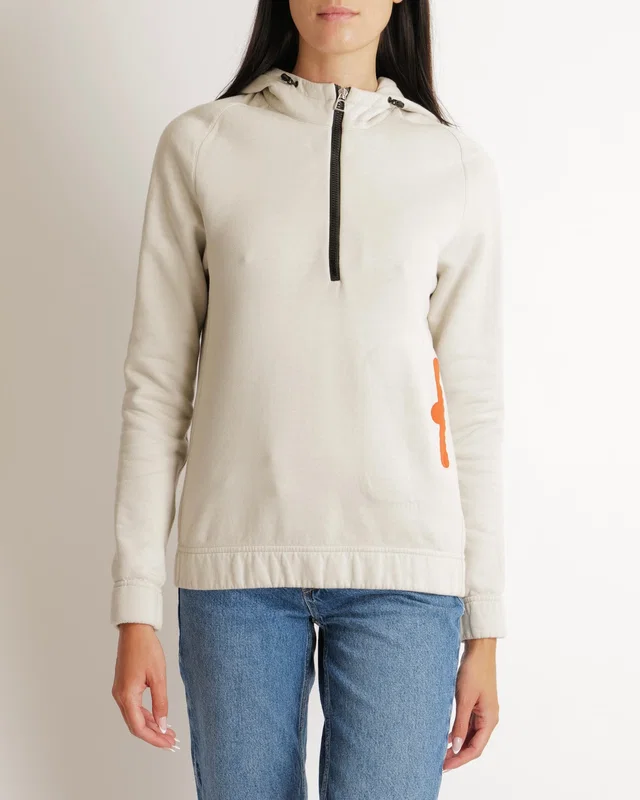 Hermès Light Grey Quarter Zip Sweatshirt with Orange Pocket Profile Detail Size M (UK 10) in Grey from Sellier