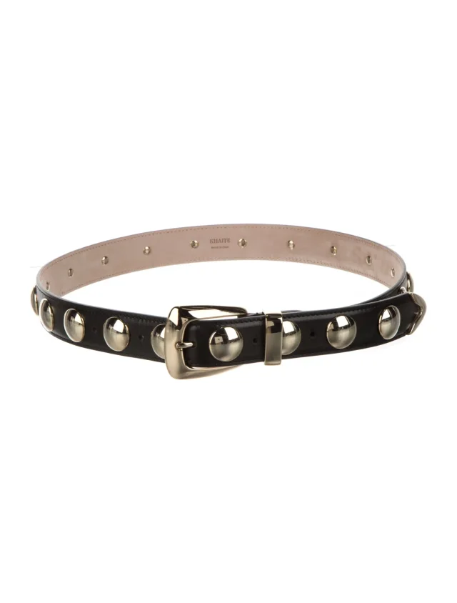 Khaite Leather Studded Accents Belt in black Leather from The RealReal
