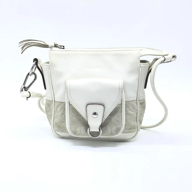 Loewe White Leather Anagram Crossbody Bag in White Leather from Luxury Promise