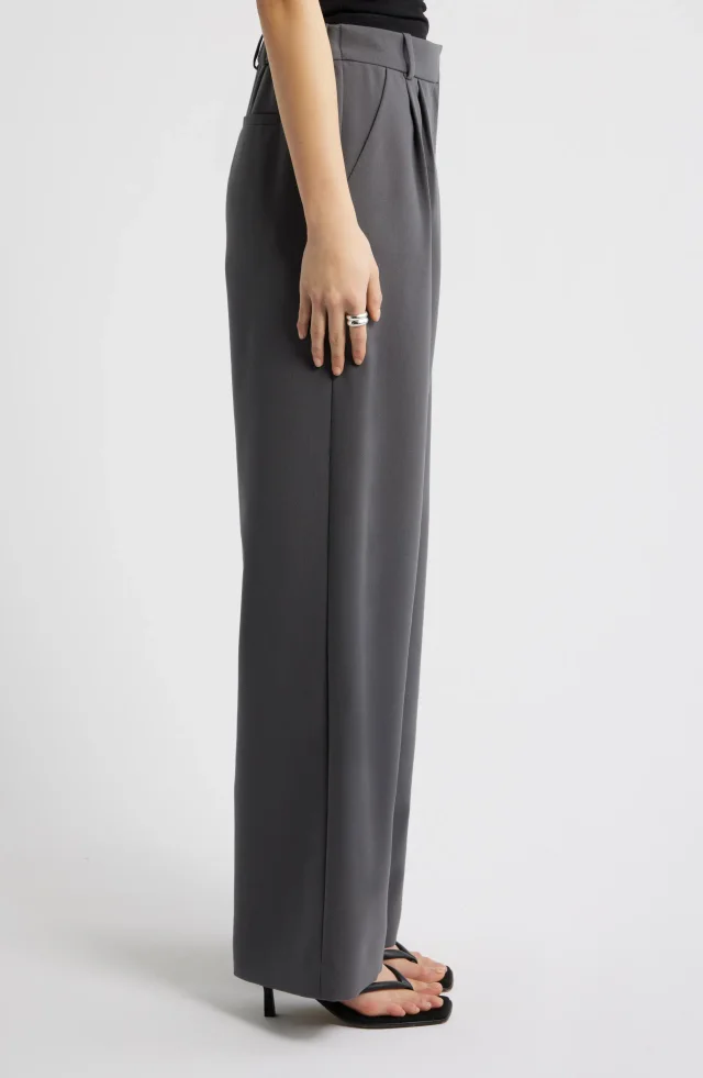 Open Edit Icon Twill High Waist Wide Leg Trousers in Grey, photo 5 of 8 from Nordstrom Rack