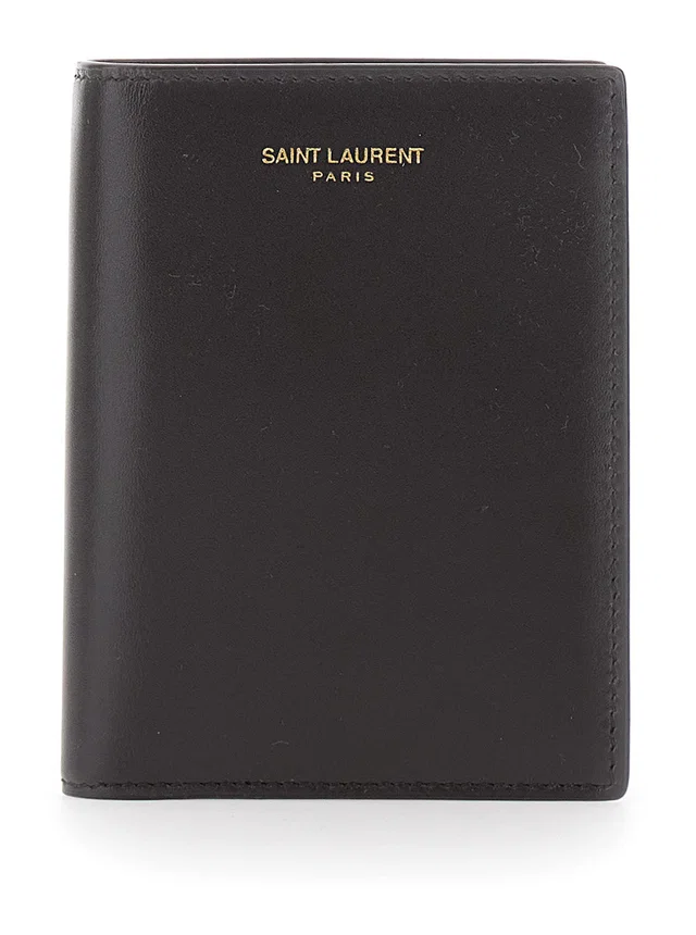 Saint Laurent Leather Logo Card Case — Black Cases in Black Leather from HEWI