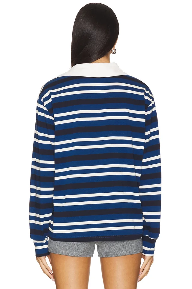 superdown Sashia Polo Top in Blue Stripe, photo 3 of 4 from REVOLVE (Canada)