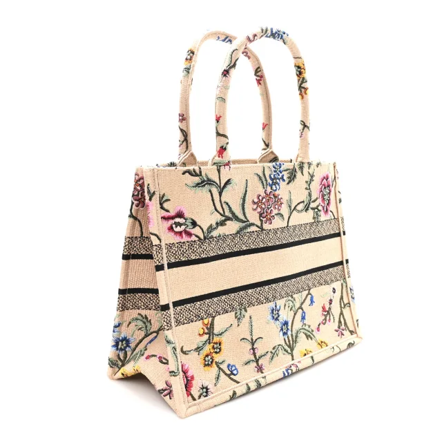 Dior Embroidered Petites Fleurs Medium Book Tote Natural in Beige Raffia from FASHIONPHILE, photo 3 of 13