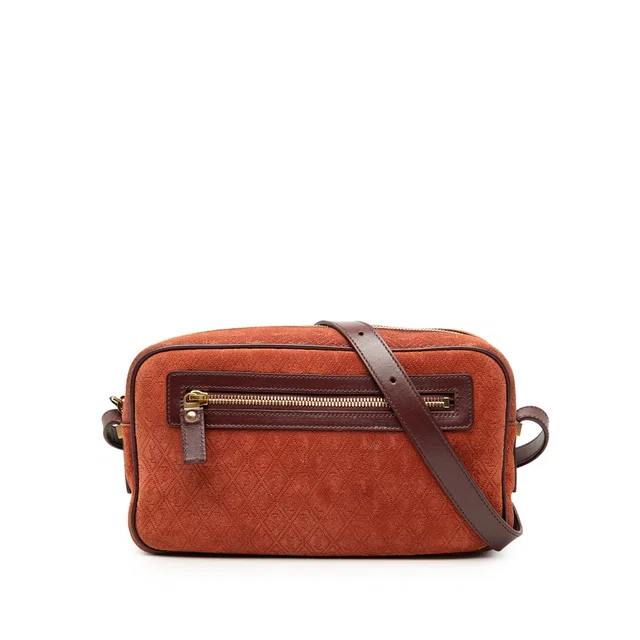Orange Saint Laurent Suede Monogram All Over Camera Bag in Orange Suede from Designer Revival