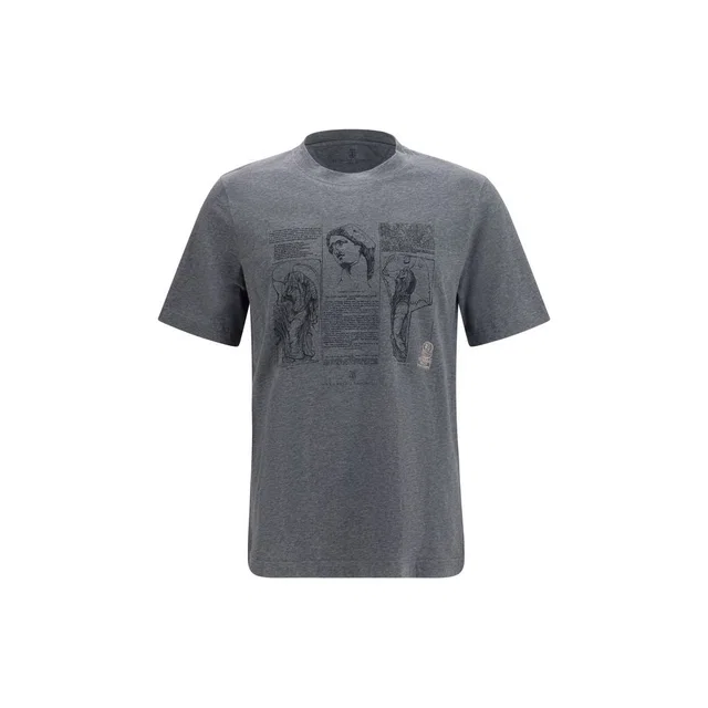 Brunello Cucinelli Blue Cotton T-Shirt in Blue from HEWI
