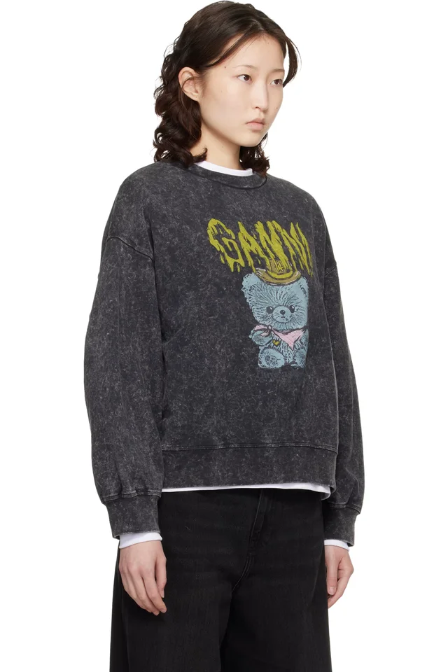 GANNI Gray Vintage Wash Sweatshirt, photo 2 of 2 from SSENSE