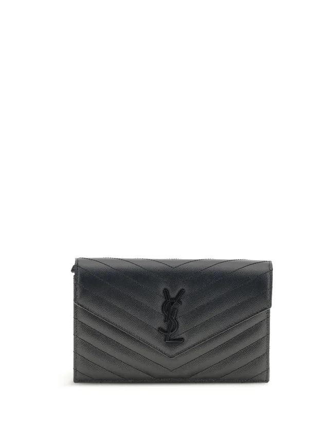 Saint Laurent Cassandre Shoulder Bag — Black Calf Leather Bos Taurus in Black Calfskin from HEWI